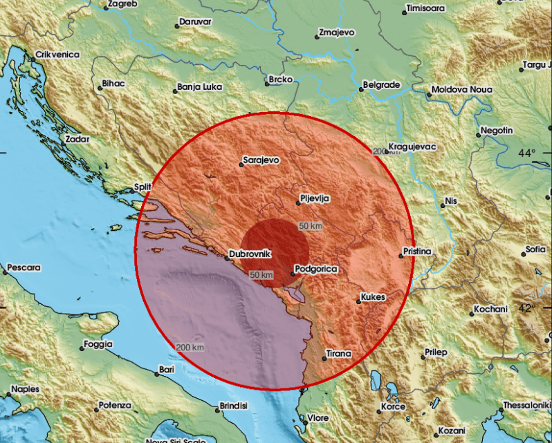 Ponovno se trese u Crnoj Gori - potres je bio jačine 3,6 po Richteru i osjetio se u Dubrovniku