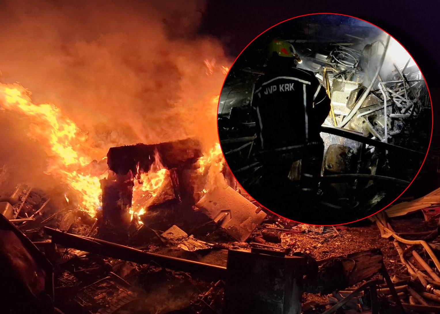 Na otoku Krku fizički napali vatrogasce dok su gasili požar kamp kućica i gomile otpada!