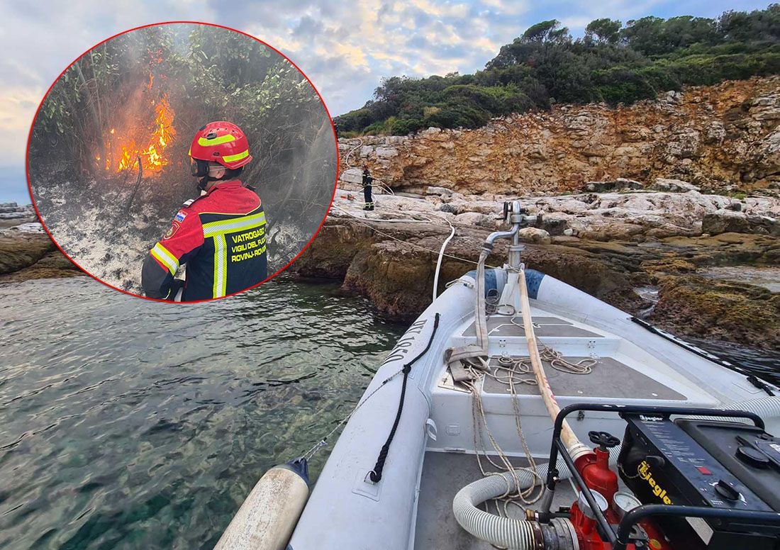 FOTO Grom zapalio šumu na otočiću kraj Rovinja: "Najteže je bilo doći do te džungle usred otoka!"