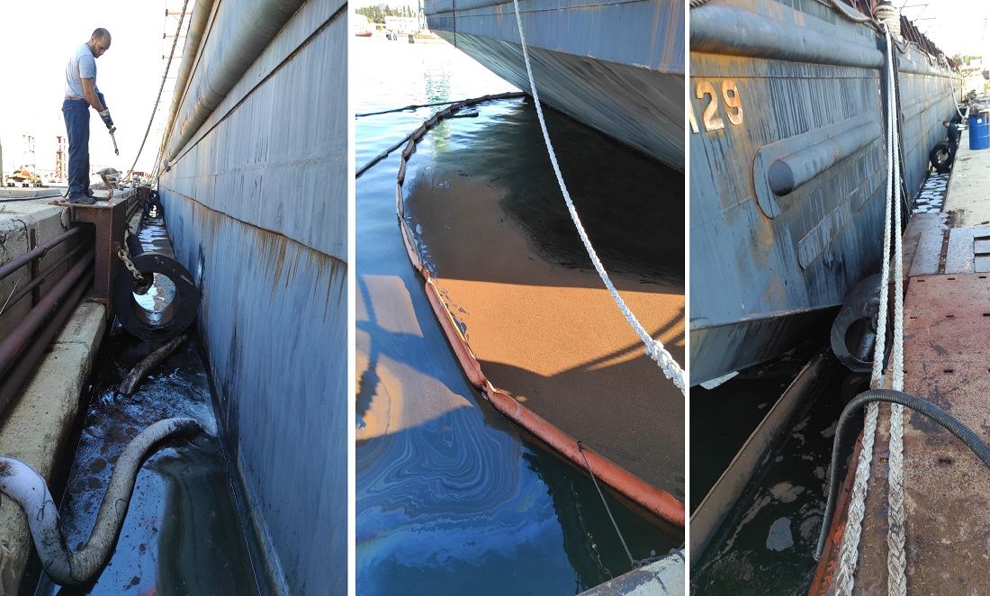 FOTO/VIDEO Brodosplit: "Iscurilo još 500 litara mazuta iz Lore!"