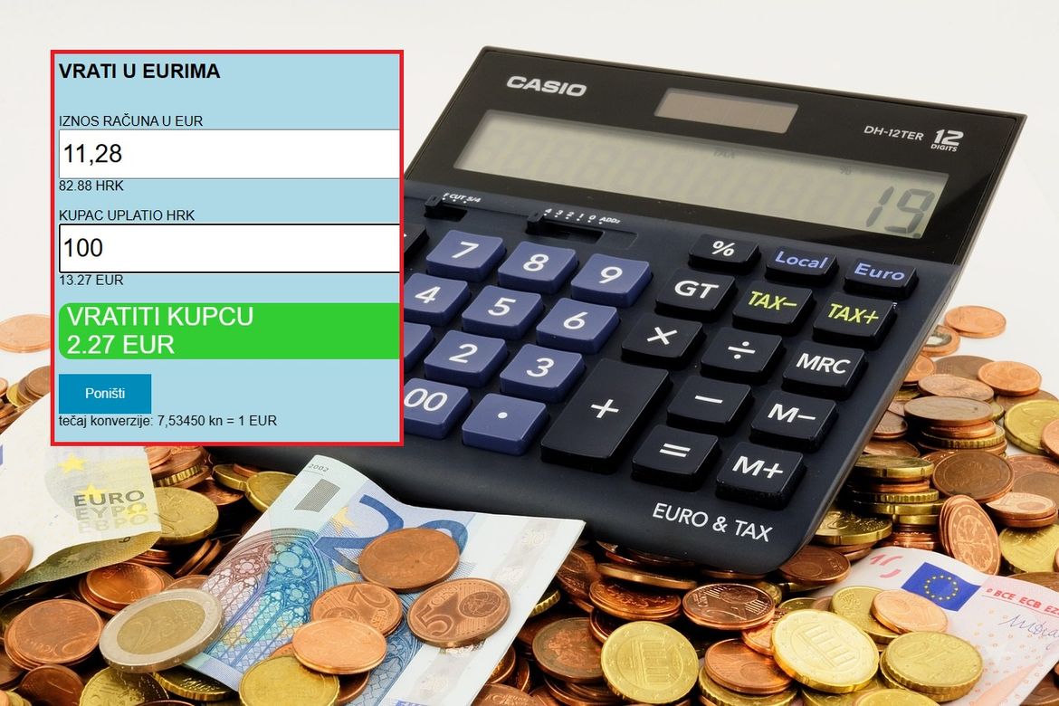 PLAĆANJE U KUNAMA - VRAĆANJE U EURIMA On-line kalkulator koji će ovih dana spasiti brojne trgovce i konobare!