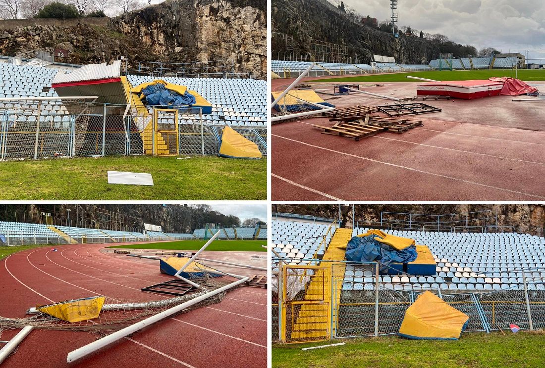 FOTO Vjetar uništio atletsku opremu na stadionu Kantrida u Rijeci