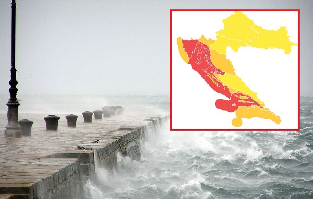 IZNIMNO OPASNO VRIJEME! Sutra crveni meteoalarm za gotovo cijeli Jadran