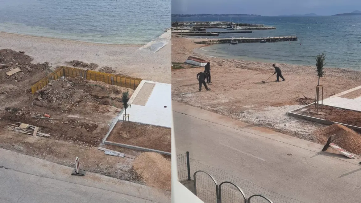 Nakon prijave ilegalne gradnje na plaži u Turnju, temelji ekspresno izvađeni i plaža se sanira