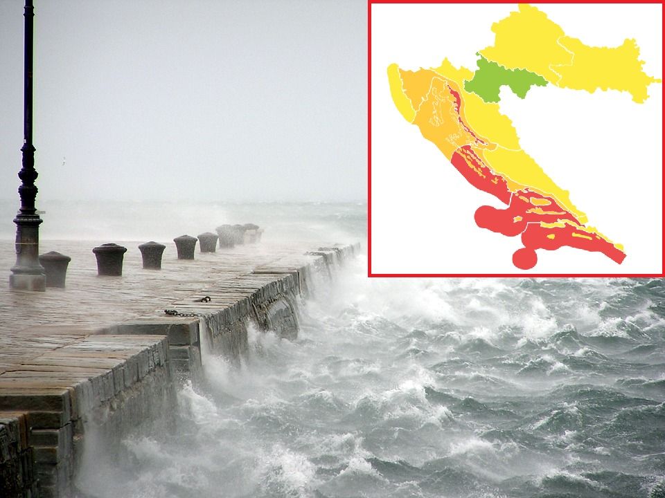 NAGLA PROMJENA VREMENA Oglasila se Civilna zaštita: "Crveni meteoalarm zbog jakog vjetra, budite spremni - vrijeme je opasno!"