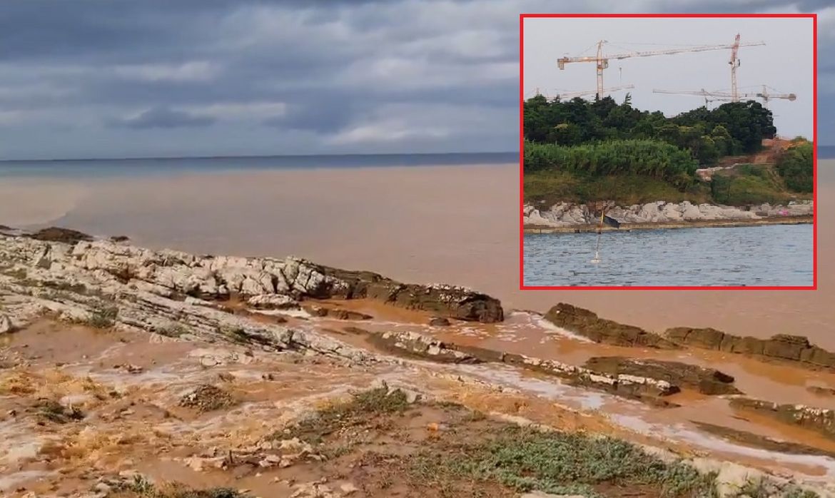 VIDEO Devastacija Savudrijske vale - Smeđa rijeka s gradilišta hotela u moru stvorila ogromnu mrlju