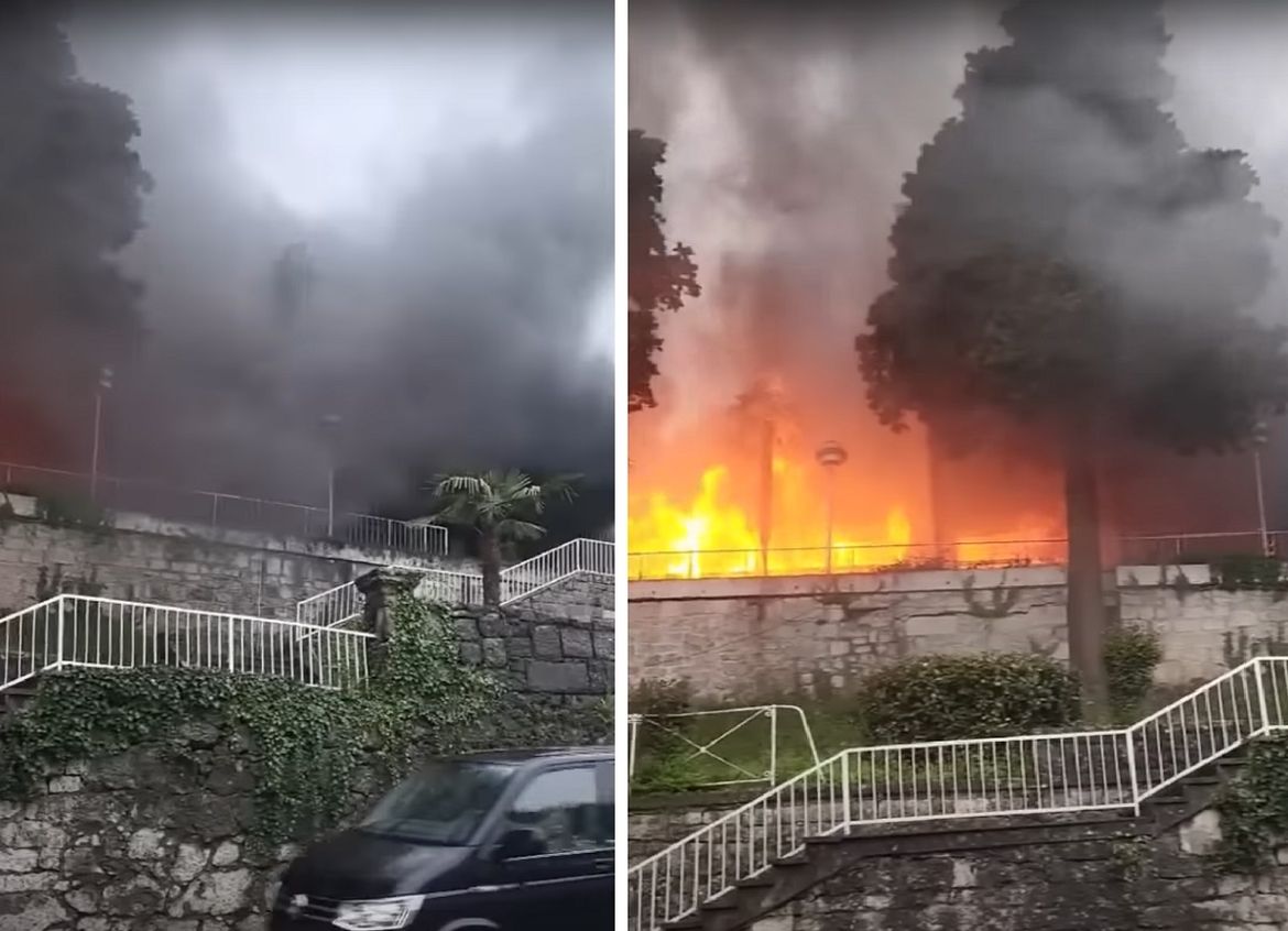 VIDEO Veliki požar u Lovranu - Gori hotel Miramar!