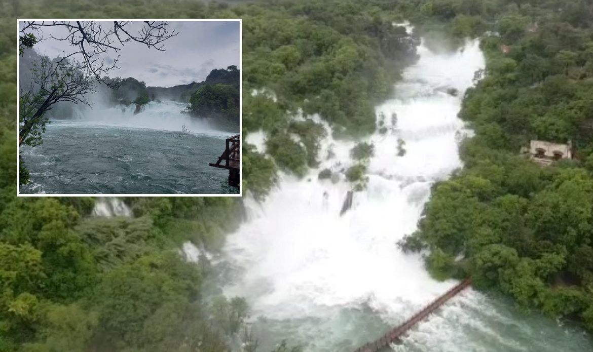 VIDEO Na Skradinskom buku zabilježen najveći vodostaj do sada – 254 cm!