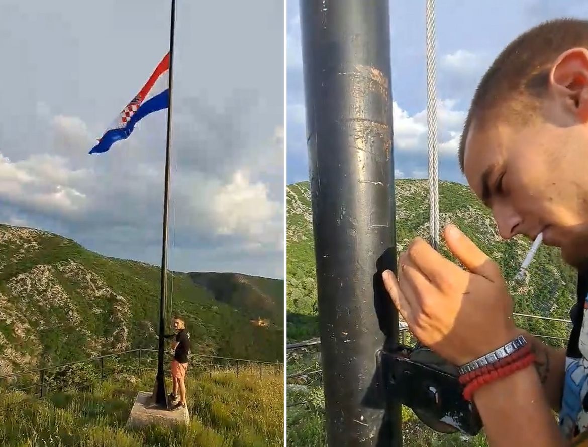 VIDEO Uhićena trojica divljaka koja su skinula hrvatsku zastavu, pa snimku dijelili na društvenim mrežama