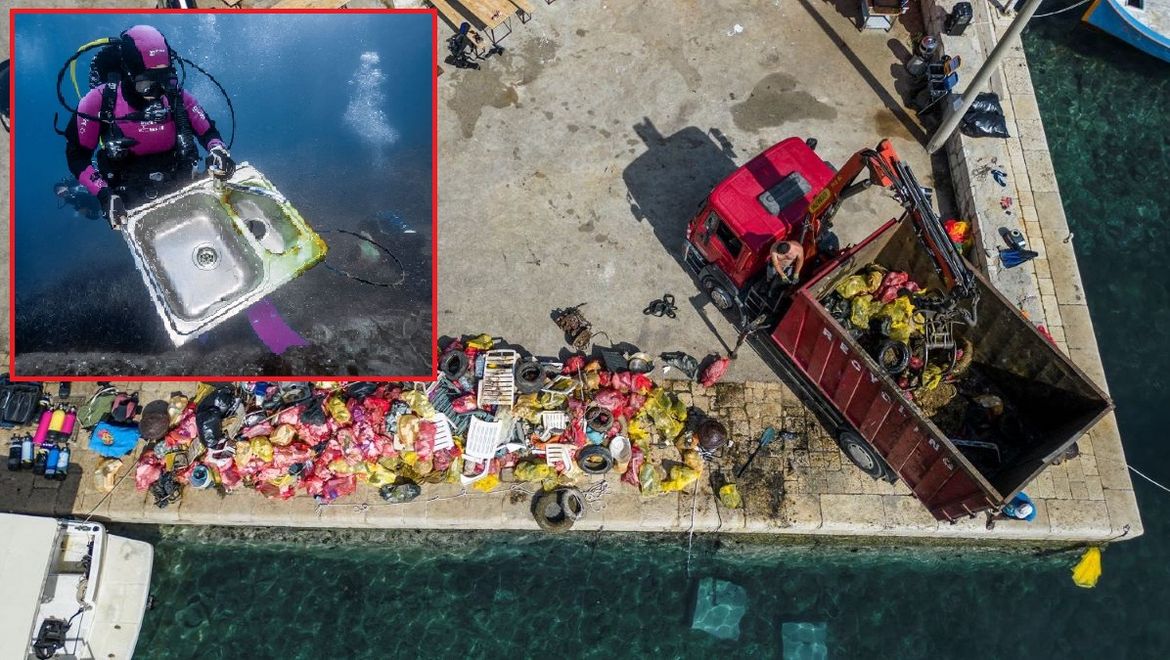 FOTO Ronioci u velikoj akciji kod Molunta iz mora izvukli 19 kubika otpada!