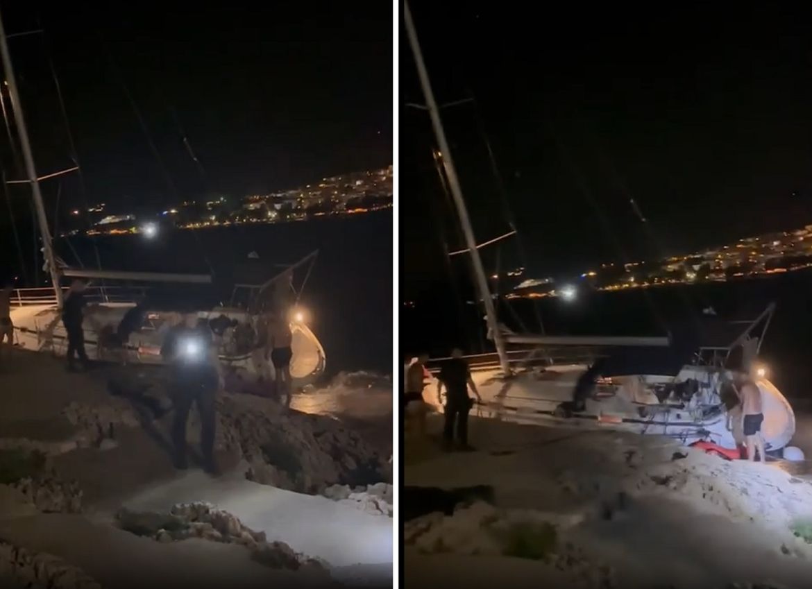 VIDEO Olujna bura nasukala usidrenu jedrilicu u Makarskoj