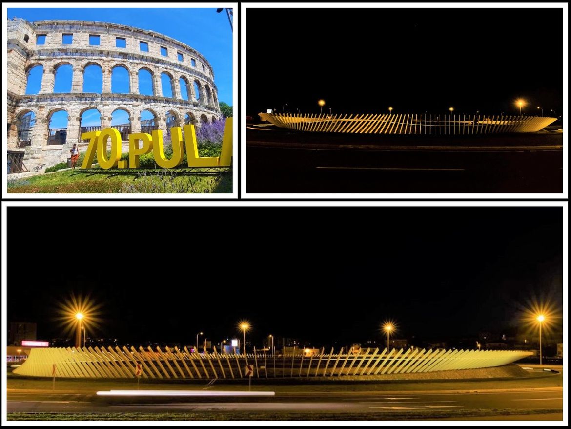 Pulski rotor u žutoj boji povodom jubilarnog 70. Pulskog filmskog festivala