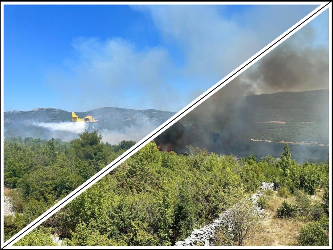 VELIKI POŽAR KOD TROGIRA Na terenu puno vatrogasaca, a podignuta su 4 zrakoplova