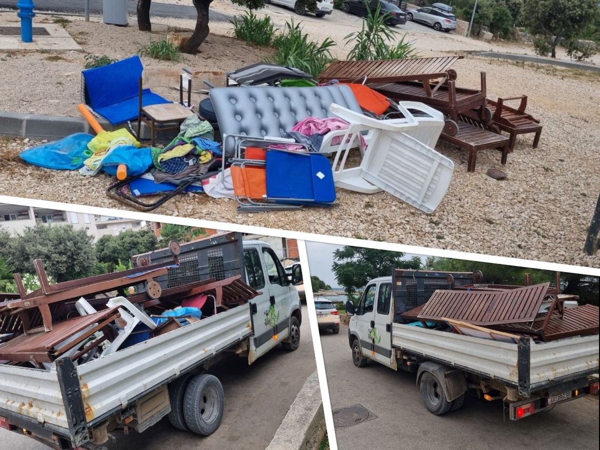 Komunalci u Kolanu na Pagu počistili smeće kojim su pojedinci rezervirali mjesto na plaži