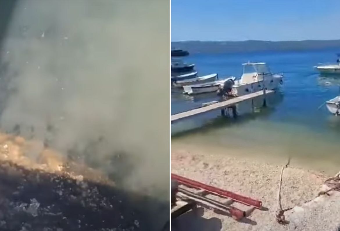 U lučici Dugog Rata, odmah uz plažu izvire kanalizacija