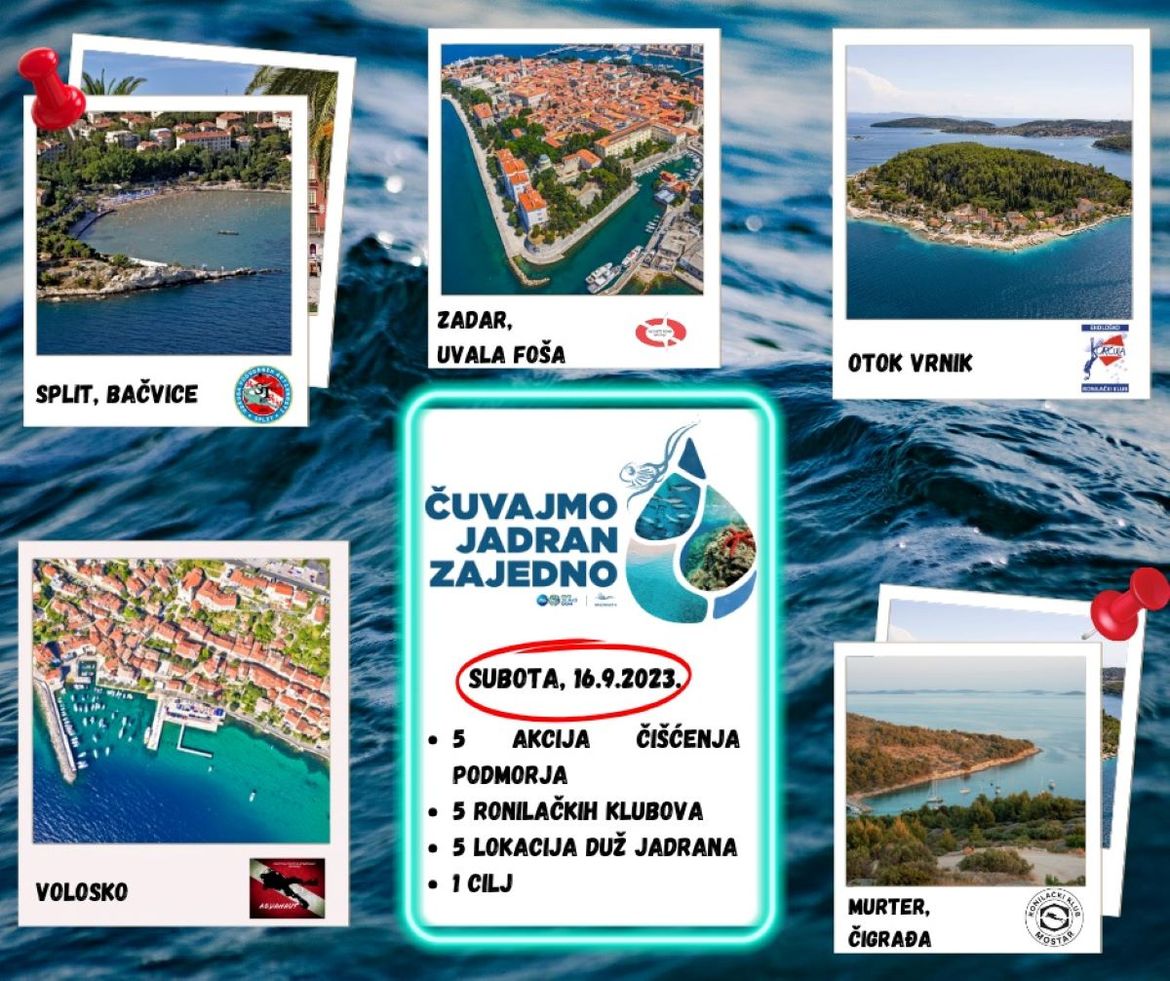 Pet istovremenih akcija čišćenja podmorja "Čuvajmo Jadran zajedno"