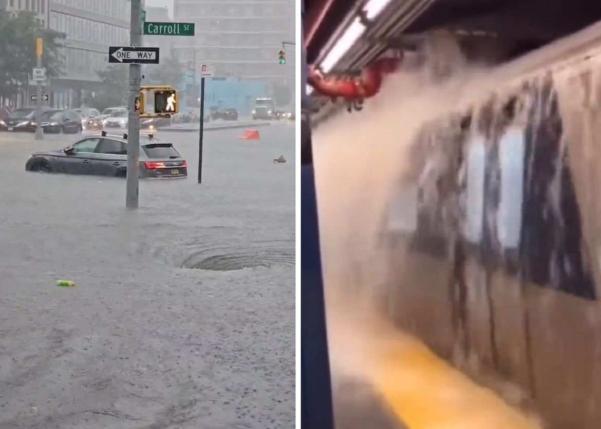 POPLAVA U NEW YORKU Ljudi plove čamcima, podzemna željeznica pod vodom!