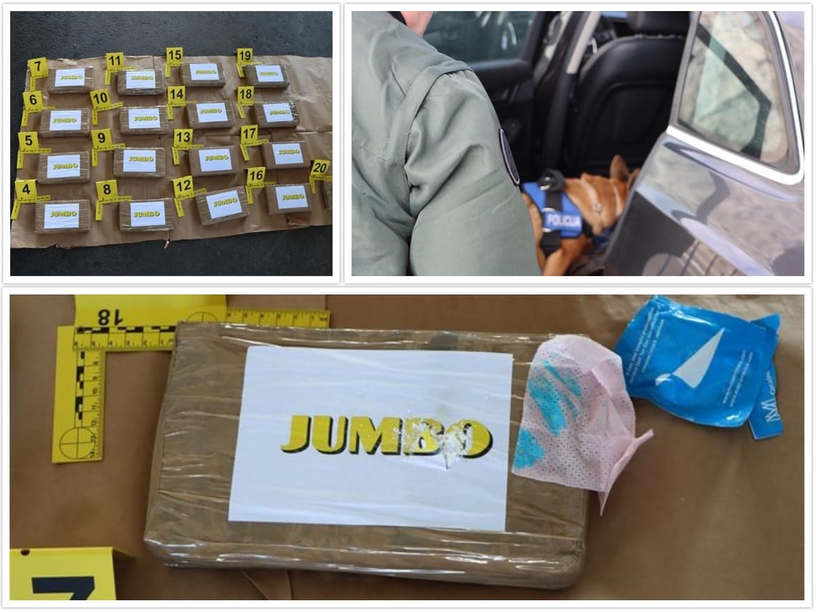 FOTO Dubrovačka policija u vozilu visoke klase pronašla gotovo 20 kg kokaina visoke čistoće