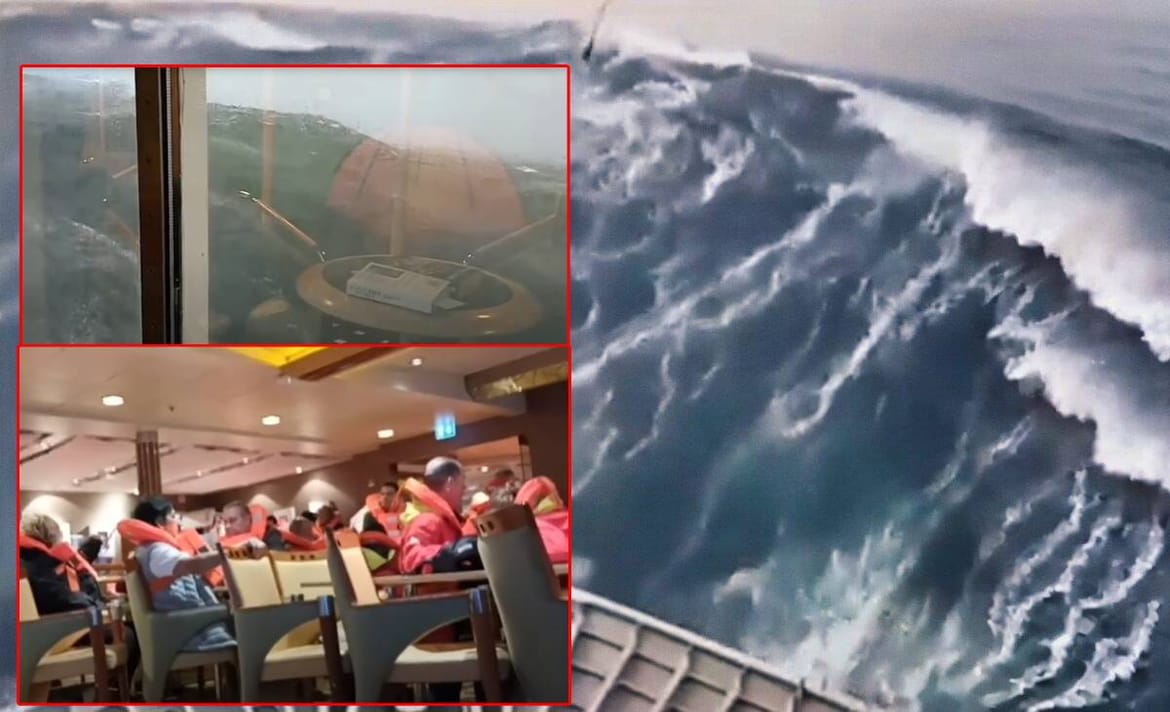 VIDEO Kruzer s 396 putnika ostao bez struje i pogona pa na njega naletio golemi val!