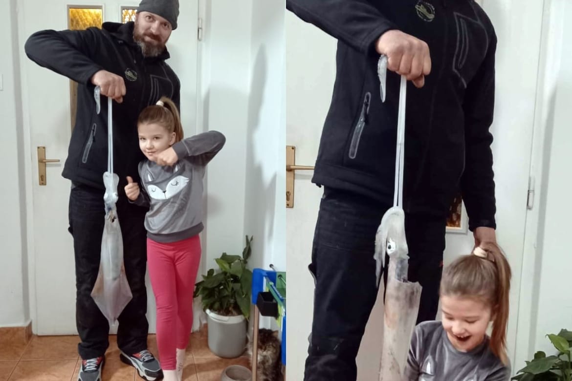 Ribar iz Pirovca uhvatio je lignju za pamćenje!