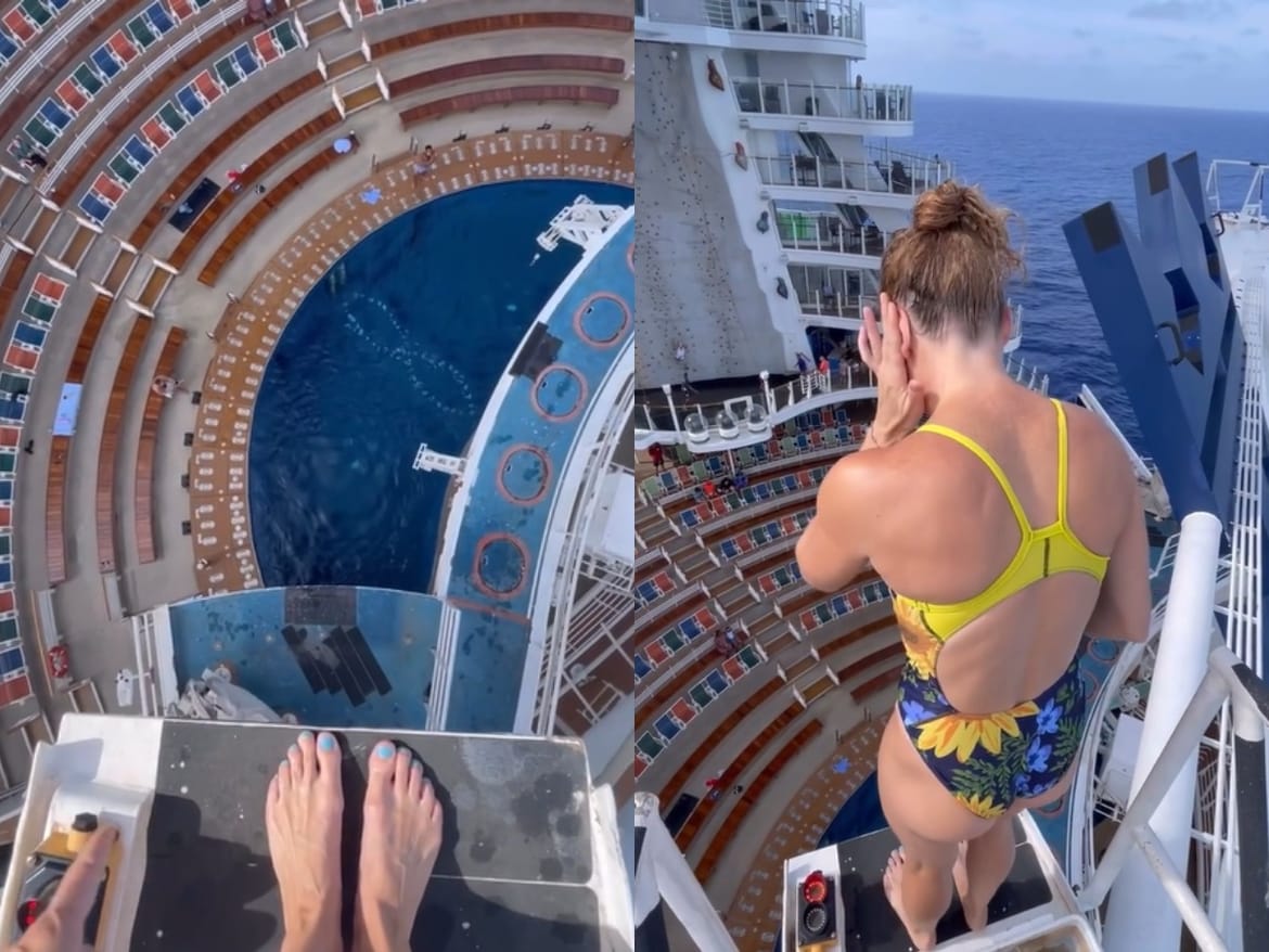 LEDI SE KRV U ŽILAMA - pogledajte skok u bazen s ogromne visine na jednom od najvećih svjetskih kruzera!