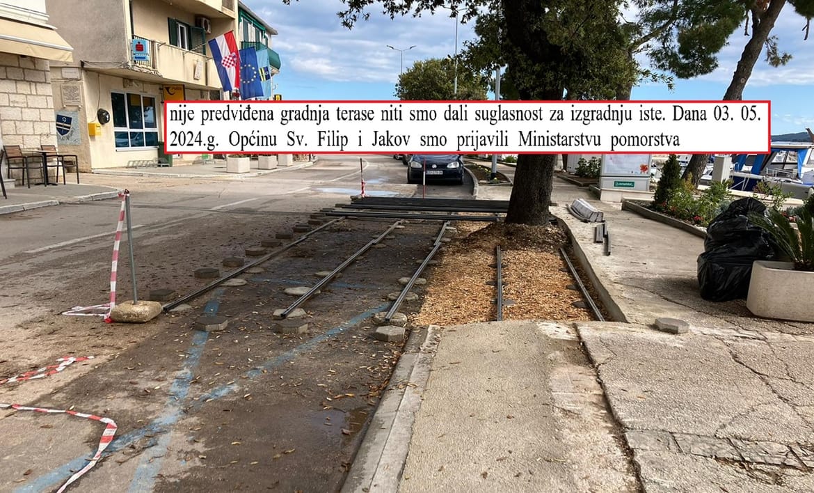 Čelnici općine Sv. Filip i Jakov opet krše Zakon? Dobili dozvolu za parking, a oni izgradili ugostiteljsku terasu!