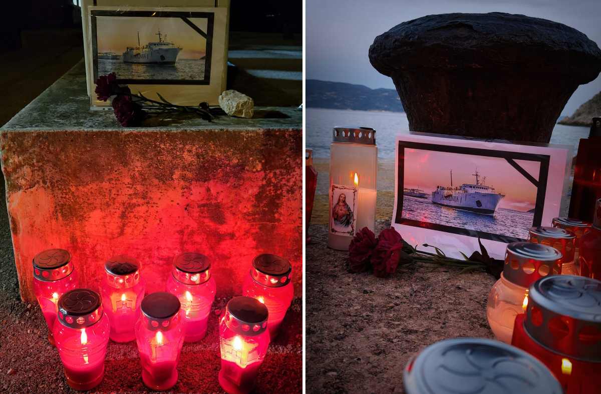 Zaposlenici Jadrolinije i građani na pristaništima spontano pale svijeće uz cvijeće i slike trajekta Lastovo