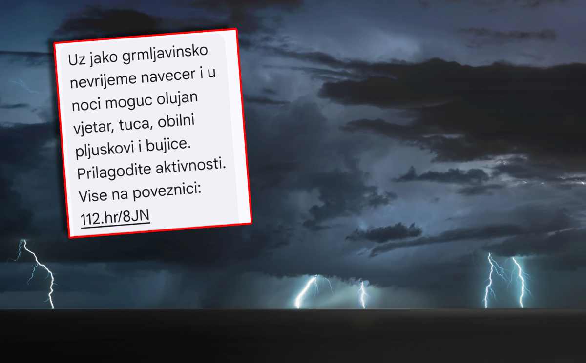 DOLAZI NEVRIJEME Stanovnicima priobalja i otoka stiže SMS iz Sustava za rano upozorenje: "Mogući su olujni vjetar, tuča..."