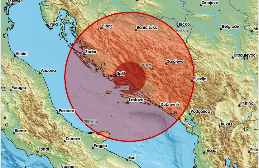 Dva potresa sinoć su zatresla Dalmaciju, jedan na omiško-makarskom području, a drugi kod Sućurja na Hvaru