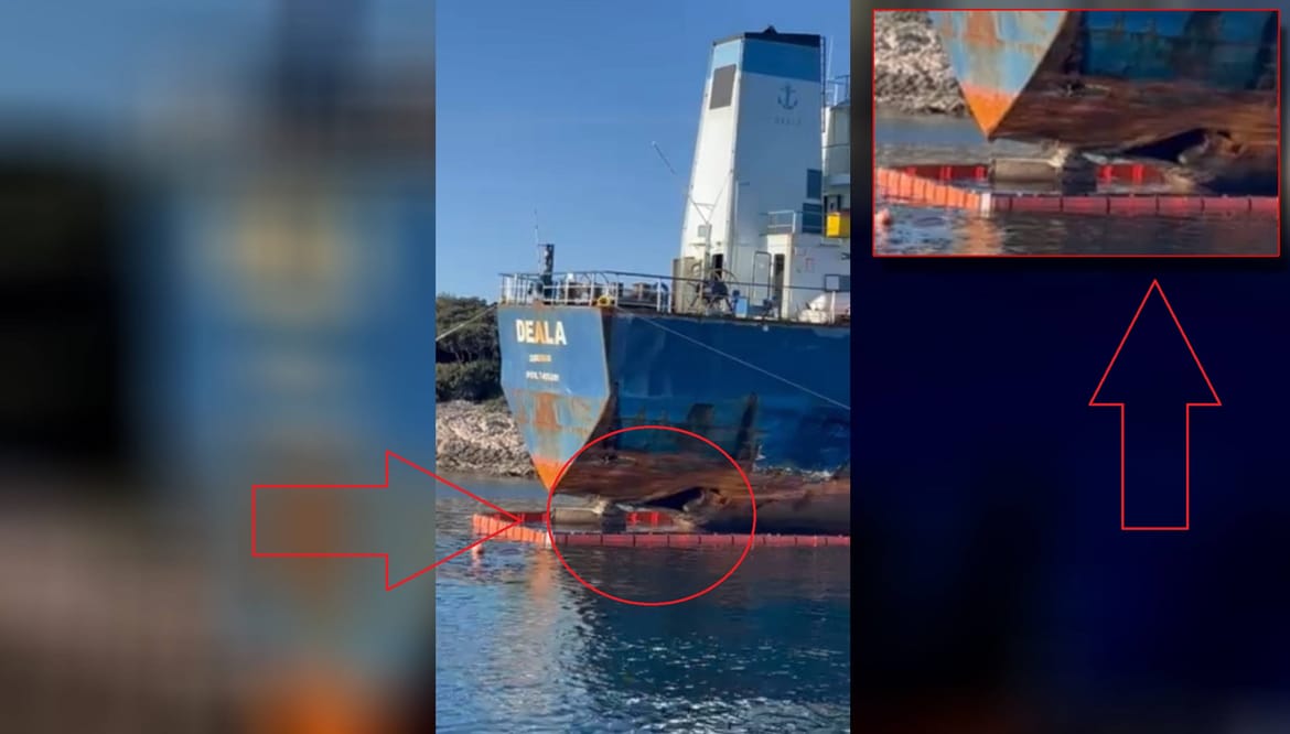 EKSKLUZIVNE SNIMKE POTPUNE NEBRIGE Ogromna rupa na brodu Deala koji je devet mjeseci nasukan ispred Raškog zaljeva!