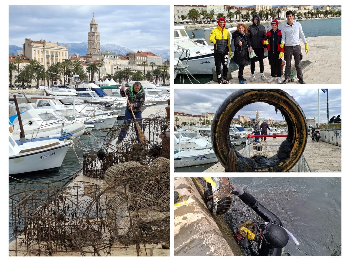 Eko akcija na splitskoj Matejuški - očišćeno podmorje ribarske lučice