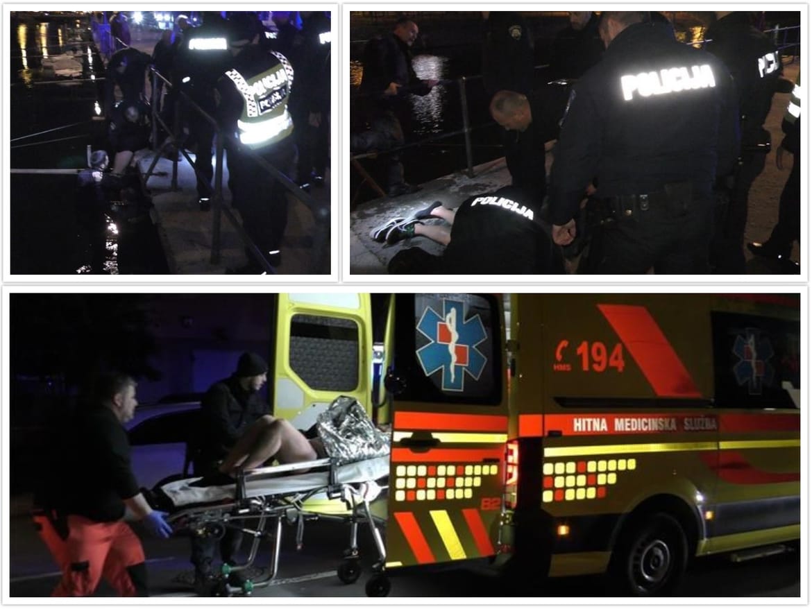 DRAMA NA KARNEVALU Riječki policajci izvukli muškarca iz hladne Rječine!