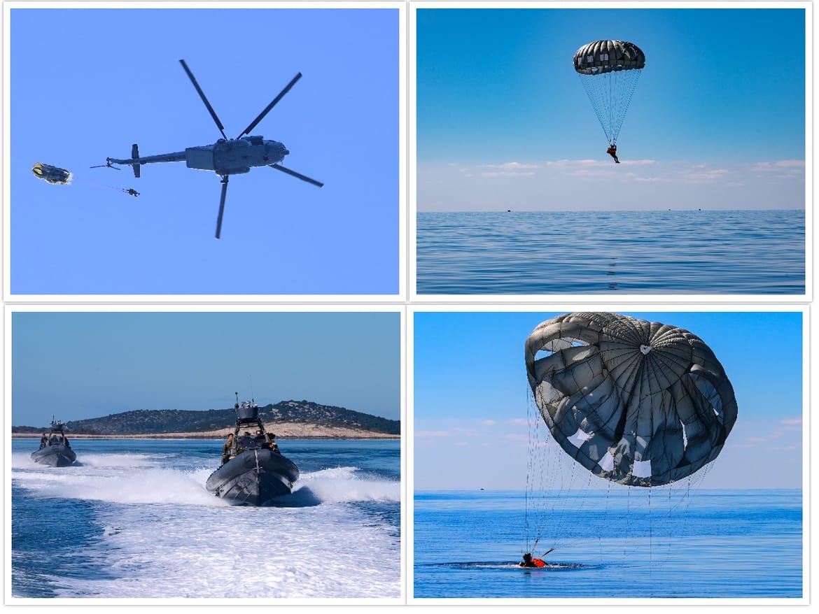FOTO: DESANT NA JADRAN Pogledajte kako su hrvatski i američki specijalci u akciji na moru izveli zahtjevne padobranske skokove