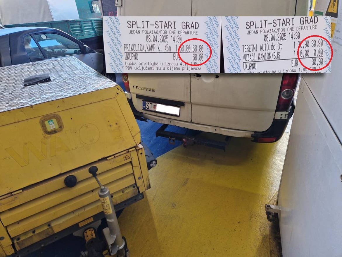 Putnik u čudu: "Naplatili mi dvostruko, a radni stroj nije isto što i radno vozilo" - Jadrolinija preko agencije: "Ispričavamo se, vratit ćemo novac"