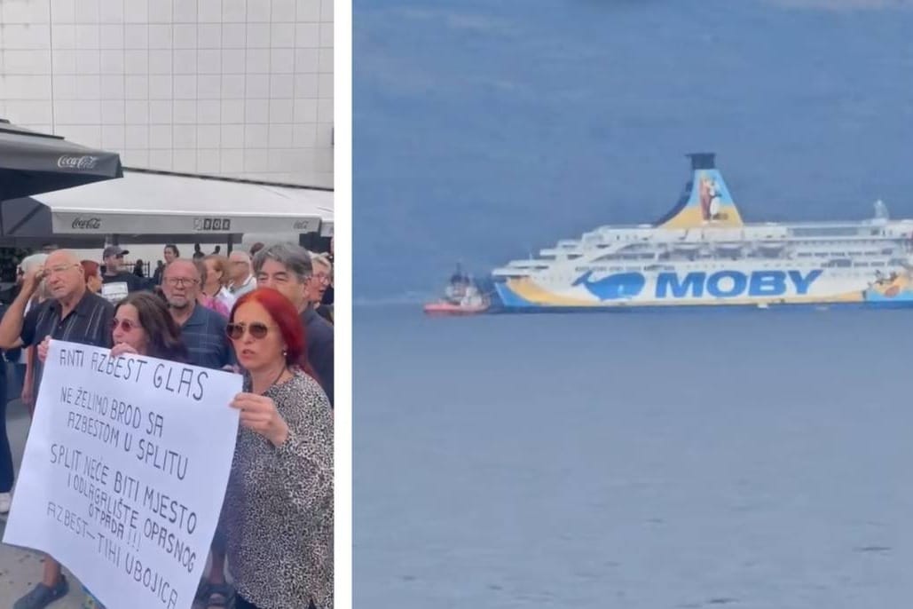 PROSVJED U SPLITU Građani se okupili protiv broda s azbestom i poručili: "Neka se vrati u rikverc!"