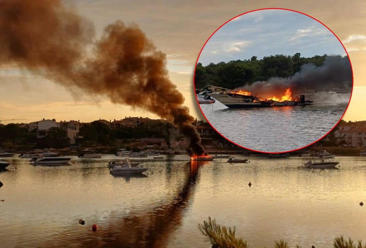Izgorio, pa potonuo gliser na divljem vezu u Medulinu