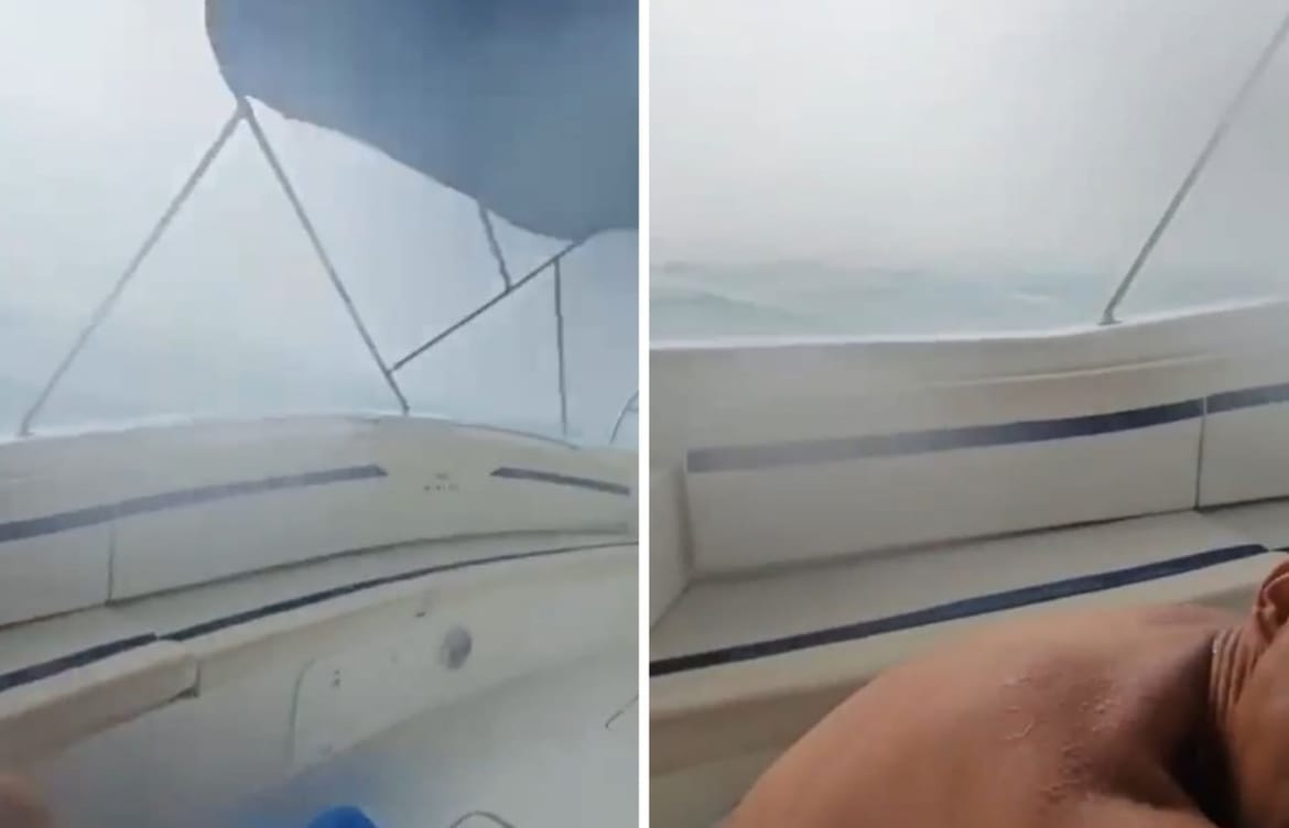 JEZIVA SNIMKA Čovjeka strahovit vjetar i tuča uhvatili u brodici nasred mora: "Ajme, ne vidim ništa!"