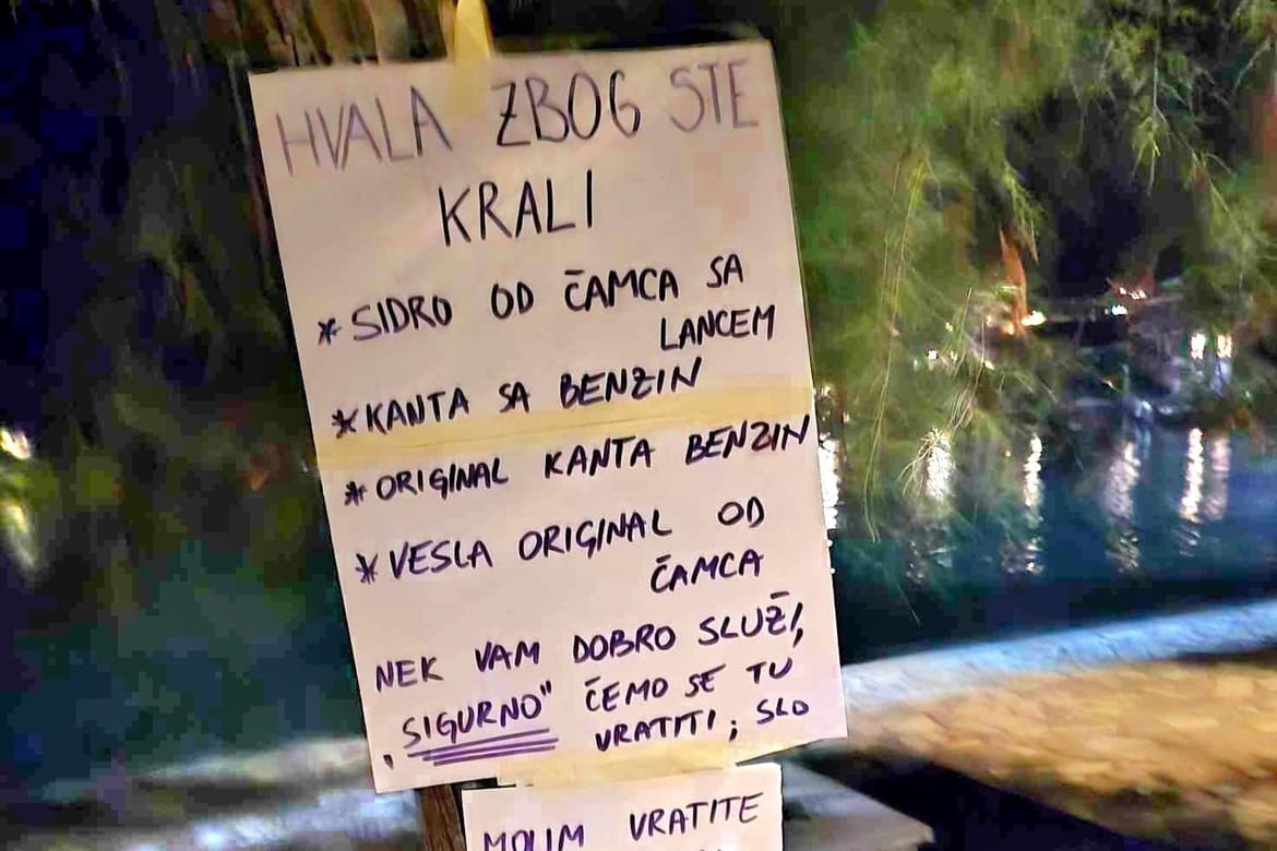 Slovencima pokrali vesla, sidro i još par stvari. Objavili poruku: "Sigurno čemo se tu vratiti!"