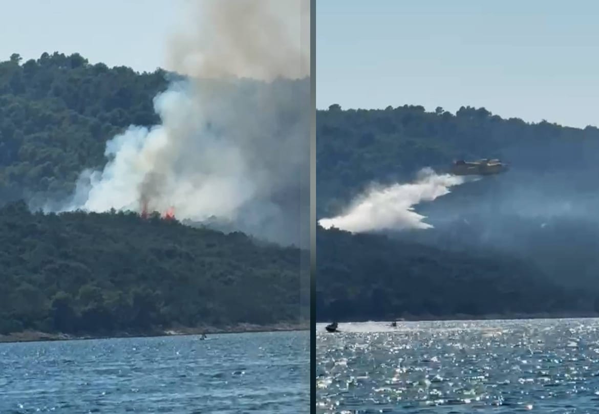 VIDEO Požar na Čiovu uz pomoć kanadera stavljen pod kontrolu, pogledajte kako je izgledala borba s buktinjom!