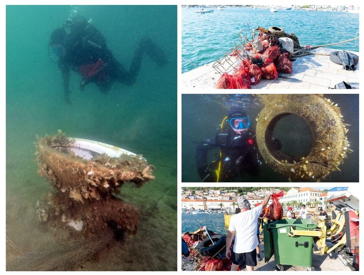 HVALE VRIJEDNA AKCIJA Ronioci počistili dno luke u Veloj Luci