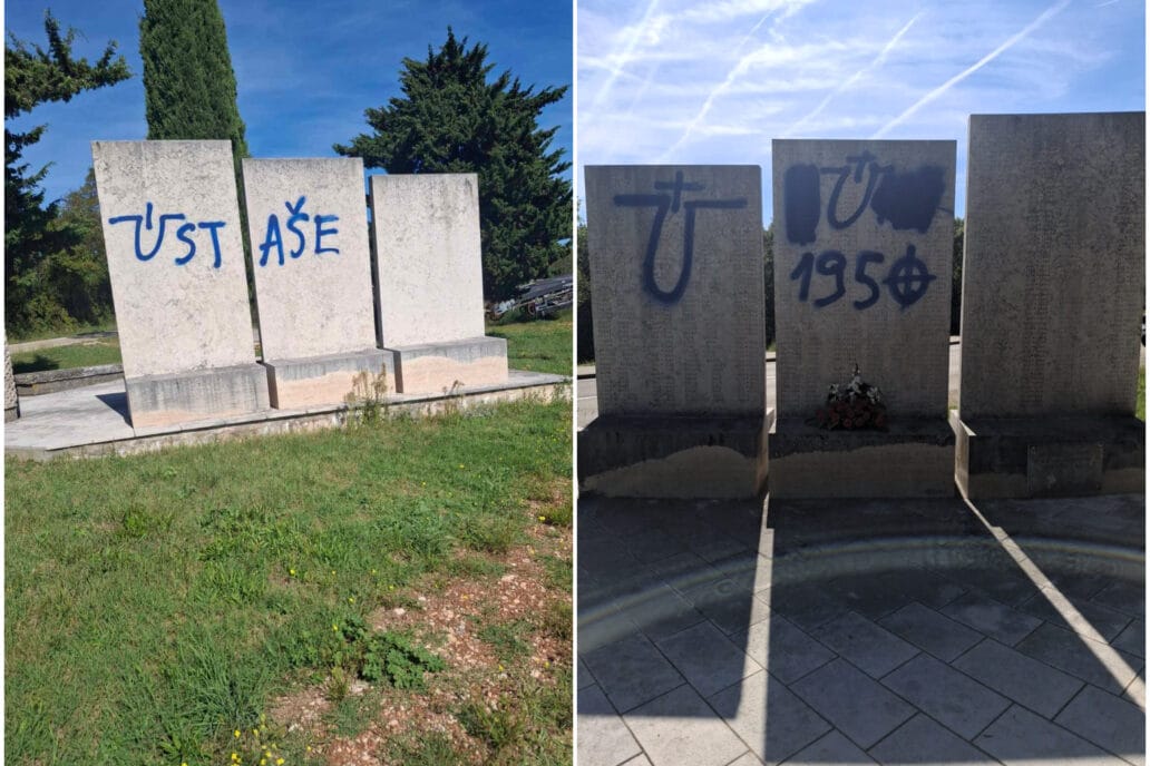 Vandali u Istri išarali spomenik palim borcima ustaškim simbolima