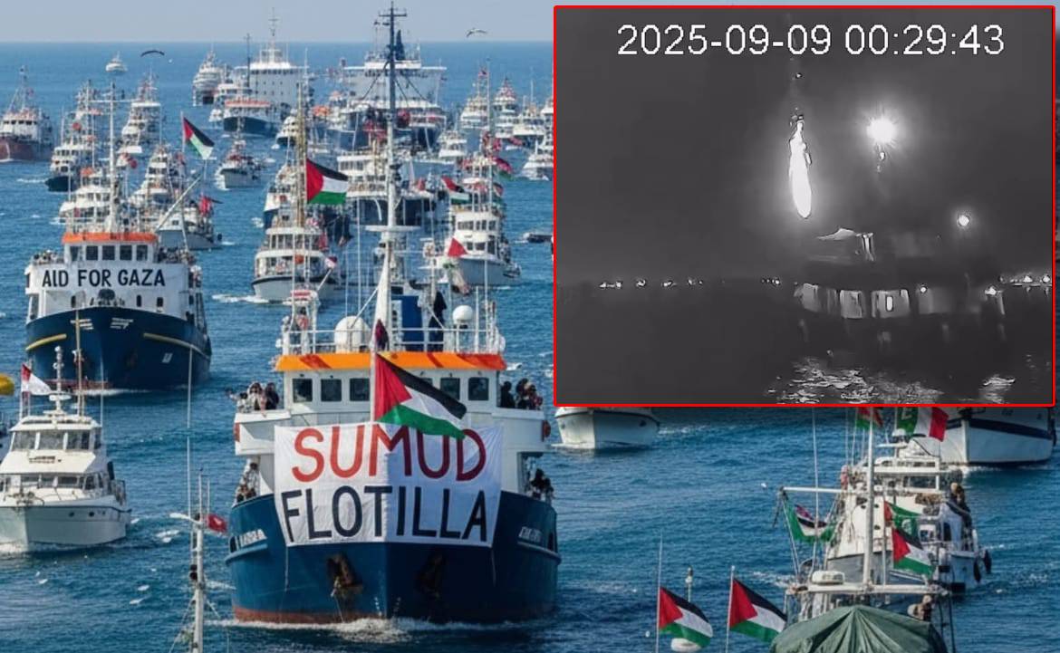 VIDEO Flotilu za Gazu pogodio dron u vodama Tunisa? Na brodu buknuo požar - Snimljen trenutak napada!