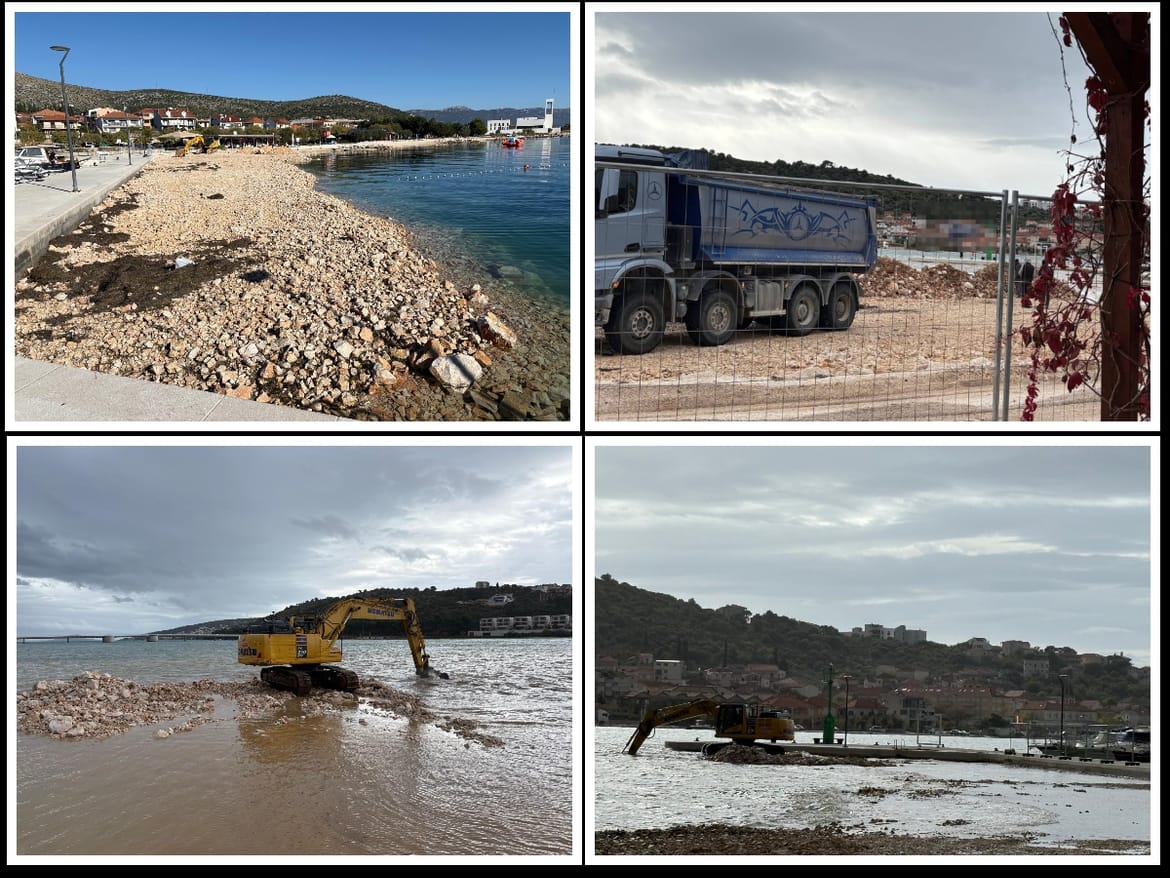 TROGIR Produžuje se šetnica, no nasipa li se pretjerano i završava li u moru pritom hrpa nedopuštene zemlje? Čitateljica: "Zemlja se u more baca svaki dan, ovo je strašno!"