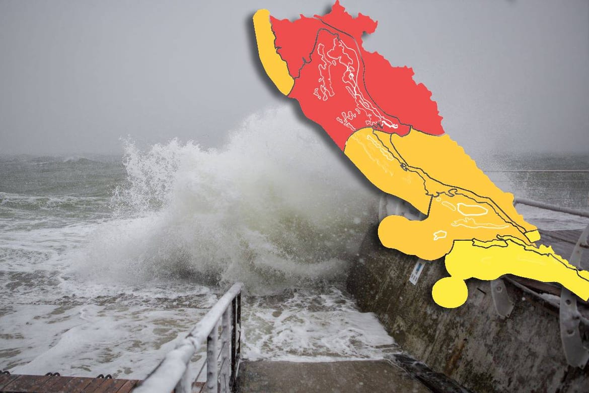 CRVENI METEOALARM ZA ISTRU I KVARNER Jaka bura s olujnim udarima!