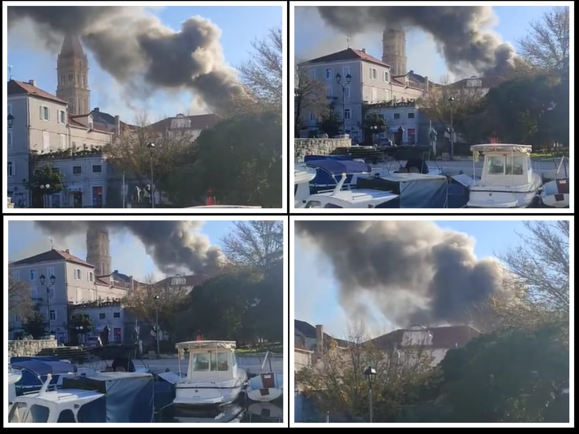 POŽAR  U TROGIRU Gori objekt, vatrogasci javljaju: "Gašenje je u tijeku"