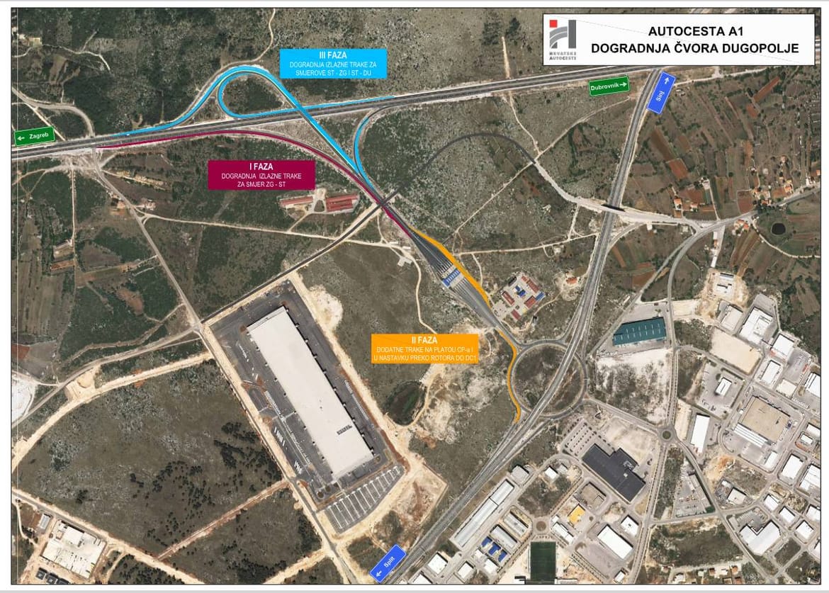 Nastavak radova na dogradnji čvora Split (Dugopolje): "Zbog kompleksnosti  radova promet na ovoj dionici bit će otežan"