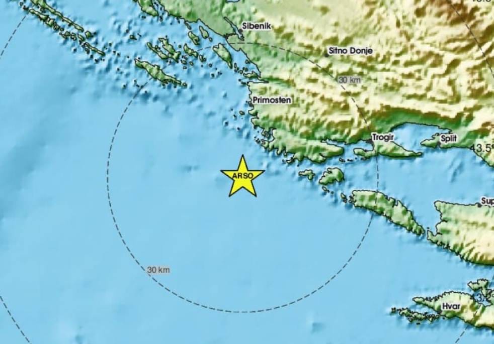 Noćas je zabilježen slabiji potres u srednjem Jadranu