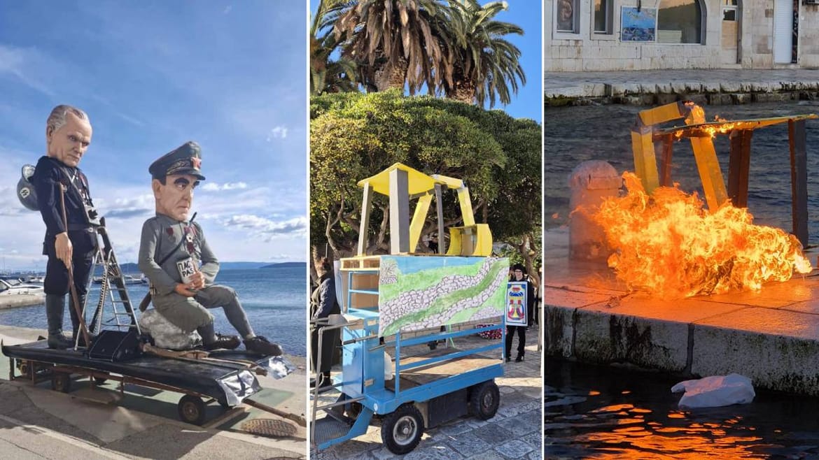 ŠTO SU LJUDIMA STVARNI ŽIVOTNI PROBLEMI? Na Hvaru je spaljen bager koji uništava obalu, a u Kaštelima Tito, Pavelić, Orešković i Tomašević