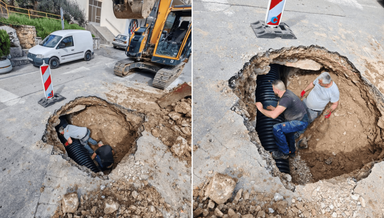 U Žrnovnici se nasred ceste otvorila "rupetina"