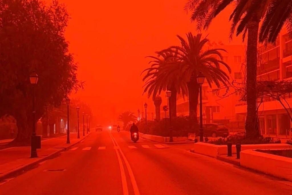 NESTVARNI PRIZORI Saharska pješčana oluja "zarobila" mediteranski otok: "Crveno,crveno crveno..."